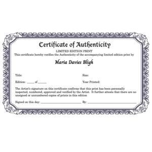 Free Signed & Numbered Limited Edition Certificate